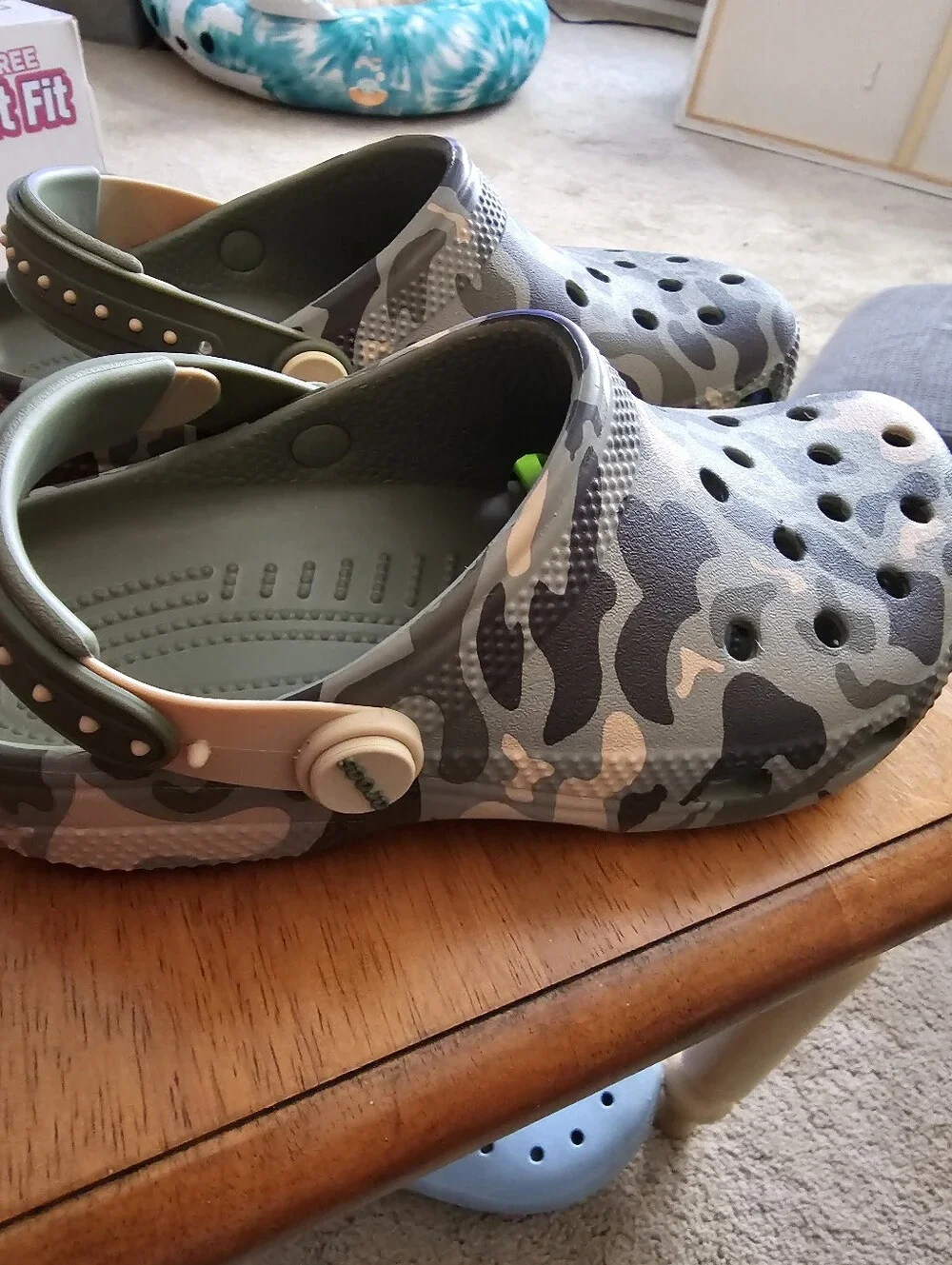Crocs Classic Clog Kids J4 Camo Snap Backstrap Cargo Multi Green